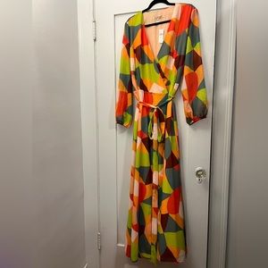 Abstract Color Wrap Dress by Anthropologie